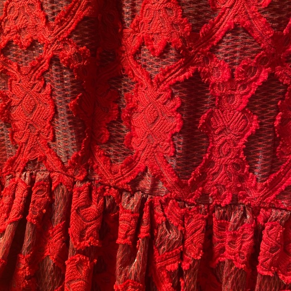Moulinette Soeurs red brocade cocktail dress - Picture 3 of 5